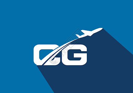 首字母 C 和 G 与航空标志和旅行标志模板商业飞行员插图标识飞机蓝色运输船运飞机场刻字图片