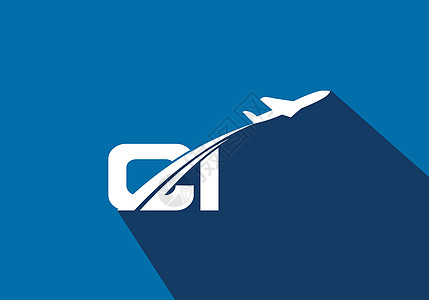 首字母 C 和 I 与航空标志和旅行标志模板海滩喷射送货标识旅游航空公司货物飞行员天空商业图片