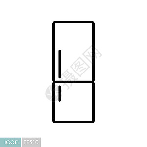冰箱矢量图标 厨电金属冷却器厨房食物白色家庭冻结电气冷藏器具图片