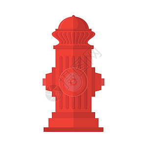 公用事业在白色背景上孤立的红色消防栓图标 消防平面样式标志插图情况人行道服务软管阀门卡通片街道龙头救援设计图片