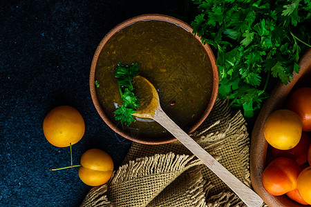 格鲁吉亚烹食概念饮食烹饪辣椒食物蔬菜奇异果桌子胡椒香料草本植物图片