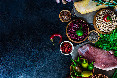 有机食物有机食品概念饮食蔬菜框架谷物辣椒花生食物种子石头香料图片