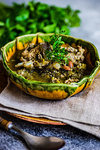 格鲁吉亚沙卡普里菜蔬菜烹饪陶瓷草本植物香料青梅水泥香菜食物毛巾图片