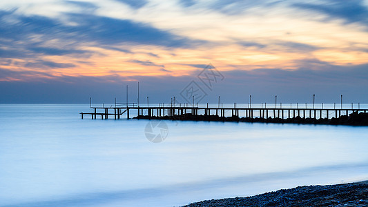 地中海黄昏地平线支撑海岸线海滩码头风景海岸日落海景海洋图片