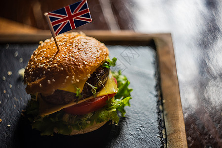 英国汉堡包 生锈背景厨房小吃蔬菜美食洋葱乡村面包英语芝麻馒头图片