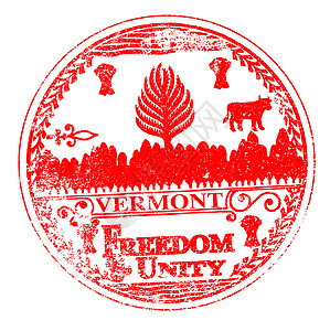 佛蒙特州海豹橡胶印章艺术插图邮票橡皮墨水艺术品红色绘画图片
