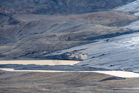 Langjokull冰川融化冰 火山灰覆盖的冰川肮脏尽头图片