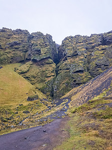 冰岛的峡谷 山深裂缝图片