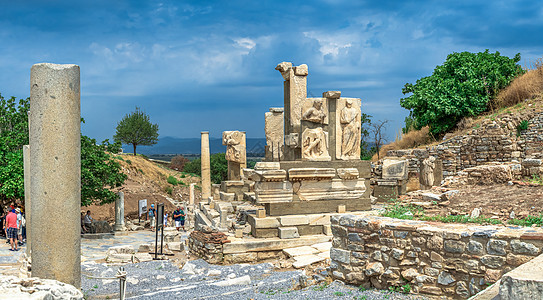 土耳其古代埃菲苏斯的波音马雕像旅行废墟历史旅游考古学世外桃源大街岩石街道天空图片