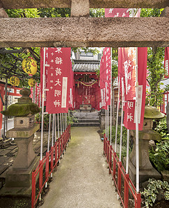 献给乌加诺米塔马神灵的小神道圣堂绳索稻田神社文字灯笼表意稻芽邻里文化奉献图片