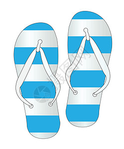蓝白条纹花鞋白色艺术蓝色海滩塑料艺术品凉鞋绘画图片
