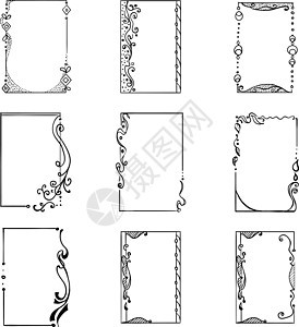 装饰复古手绘框架制作图案矢量艺术装饰品古董藏书风格繁荣边界黑色卡片艺术品图片