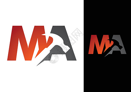 MA MA 初始字母标志设计矢量模板公司业务标识的图形字母符号商业刻字身份书法圆圈网络黑色创造力字体义者图片
