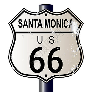 圣莫妮卡66号公路白色绘画街道插图路线黑色城市交通图片