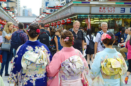 日本东京浅草森左二寺裙子吸引力宗教神社和服街道游客旅游文化旅行图片