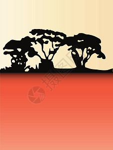 小树林夏季背景艺术日落插图黑色木头树木艺术品林地绘画衬套图片