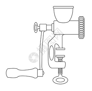 古老的铁铸铁器菜刀艺术品屠夫磨床地面加工用具草图食物机器图片