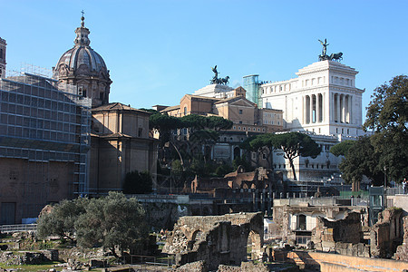 罗马和在帝国论坛中美丽的历史细节教会地标历史性遗产废墟全景柱子旅游旅行观光图片