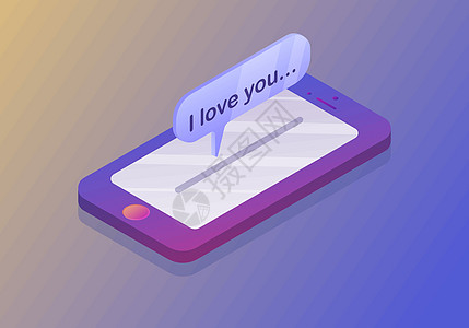 有消息的流动智能手机我爱你信封短信技术电子邮件按钮屏幕插图幸福社会电话图片