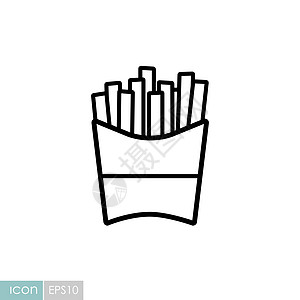炸薯条矢量图标 快餐标志饮食插图菜单芯片餐厅营养盒子晚餐土豆咖啡店图片