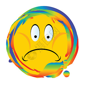 彩虹埃莫吉环悲伤的笑脸符号戒指绘画艺术品按钮电脑乐趣网络表情艺术图片