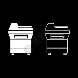 复印机打印机复印机办公室复印机复制设备图标轮廓设置白色矢量插图平面样式 imag图片