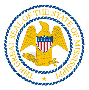 密西西西比州海豹插图圆形圆圈蓝色绘画地理边框领土联邦徽章图片