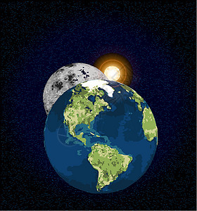 地球月与太阳艺术日出绘画图形化溶胶星际星系天空艺术品行星图片