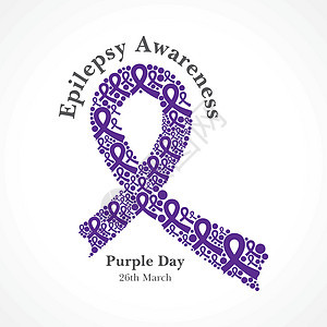 世界癫痫日紫色日  癫痫意识  3 月 26 日 紫丝带活动团结女性横幅插图标识机构疾病丝带卫生图片