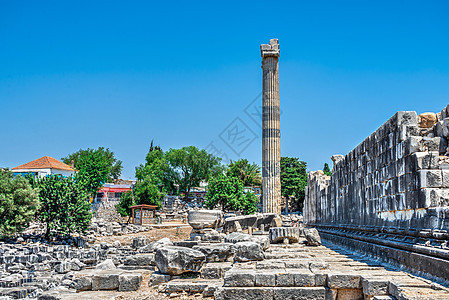 位于土耳其迪迪马的阿波罗神庙伊尼科列雕塑建筑寺庙旅行废墟建筑学双胞胎柱子文化壁柱图片