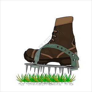 带金属钉的通气鞋在白色背景下被隔离园艺土壤栽培卡通片花园空气农业靴子凉鞋培育图片