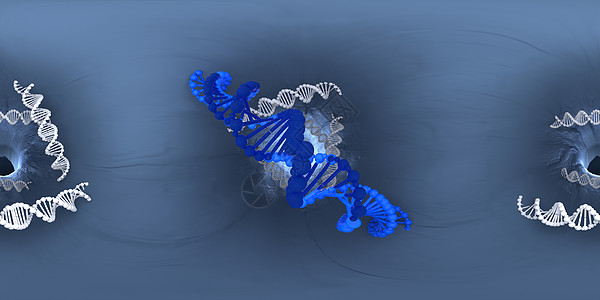 DNA 脱氧核糖核酸结构的 3d 插图 等距柱状 360 VR 图像 医学全景背景细胞微生物学生物印迹虚拟现实折纸渲染宏观科学显图片