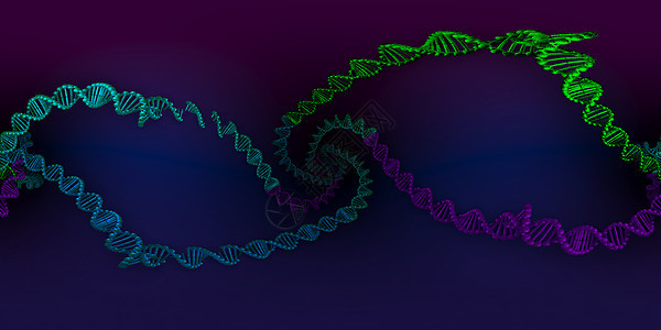 DNA 脱氧核糖核酸结构的 3d 插图 等距柱状 360 VR 图像 医学全景背景折纸显微镜渲染细胞生物流动微生物学科学宏观生物图片