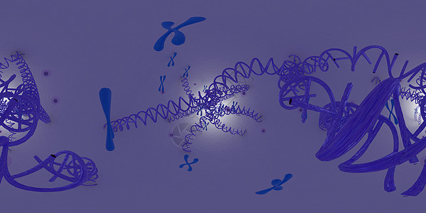 DNA 脱氧核糖核酸结构的 3d 插图 等距柱状 360 VR 图像 医学全景背景科学身体显微镜细胞流动生物渲染生物学折纸印迹图片