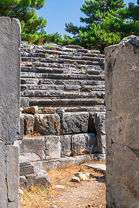 古希腊城土耳其西海岸的普里内历史世界史古城火鸡古董座位建筑学大理石遗产吸引力图片