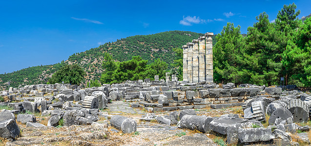 土耳其古老原地的雅典娜波利斯寺庙世界史全景大理石旅行古城古董剧场积木建筑学遗产图片