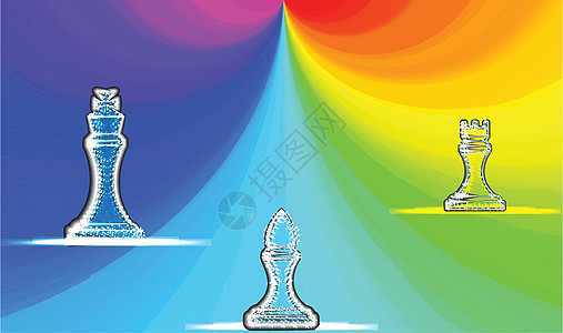 矢量彩虹背景上的国际象棋标志图片