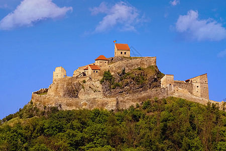 山顶的城堡历史建设旅游远足据点建筑外观古迹遗产地标图片