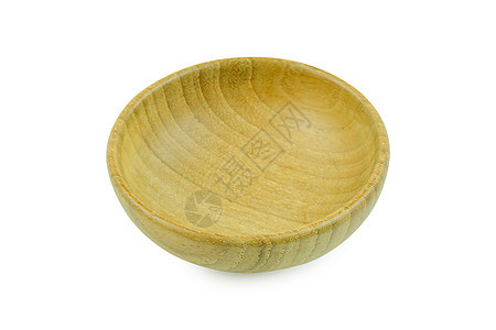 空木碗 在白色背景上用剪片拍子隔绝圆圈厨房餐具乡村美食工艺沙拉厨具竹子食物图片