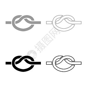 结绳结节点连接概念绞索图标轮廓设置黑色灰色矢量插图平面样式图像图片