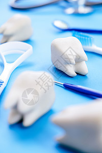 牙科牙医卫生背景健康治疗设备乐器医生蓝色牙线诊所矫正药品背景图片