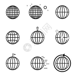 全球矢量集 一组带有纬度和经度的世界图片 显示旅行传播商业和空间的概念图片