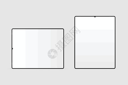 逼真的现代黑色平板电脑样机现代平板电脑空白屏幕平面样式矢量平板电脑技术电子书插图药片嘲笑商业反应标签电话电子图片