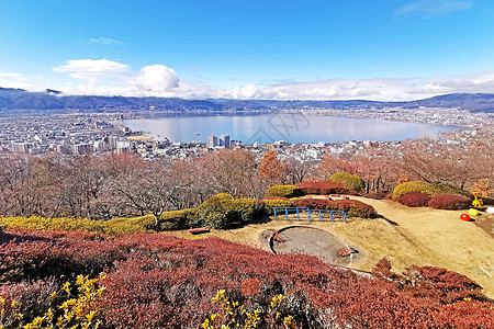 日本城镇 居民建筑 海湾附近的户外公园太阳天空蓝色植物城市季节景观场地操场图片