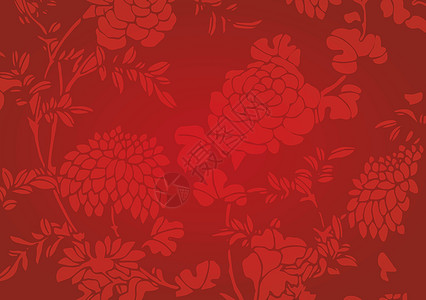 传统红色渐变亚洲花卉纹理背景庆典墙纸文化月球卡片问候语框架横幅艺术插图背景图片