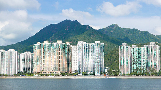 香港住宅楼 城市风景 云色和蓝天景观效果外观住宅小区建筑房子场景问题城市生活晴天图片