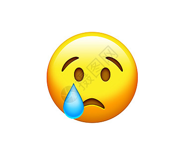 表情符号黄色悲伤的脸 有一滴蓝色的眼泪 ico图片