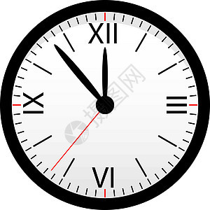 白色背景上的时钟图标小时指针钟表插图拨号案件时间黑色表盘数字图片