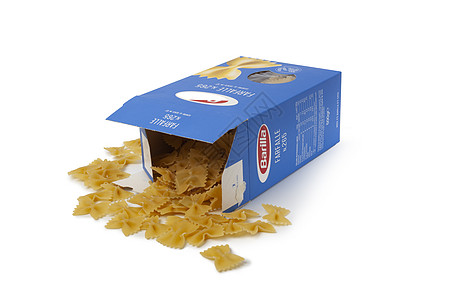 意大利意大利意面装在盒子里商业社论产品百味营养食物品牌数字蓝色图片