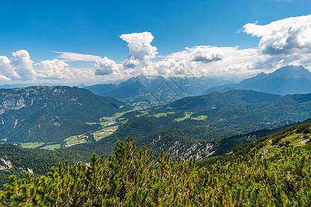 在贝希特斯加登阿尔卑斯山 飞得惊人顶峰石灰石旅行天空荒野森林山峰远足登山自然保护区图片